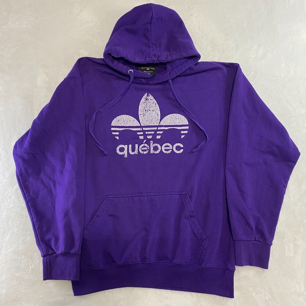 Canada Athletics Quebec Purple Drawstring Hoodie Sweater Medium
